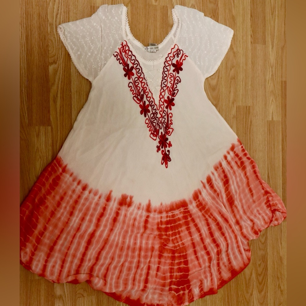 Fairycore Red and White Flowy Dress